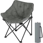 Chaise Camping, Tissu en Daim Synthétique et Oxford, Fauteuil Pliant, Chaise de Pêche, Chaise Pliante Légère, Portable, avec Sac de Transport, Gris