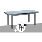 Table à manger d'extérieur extensible en aluminium gris Ibiza anthracite avec 12 fauteuils - Jardiline