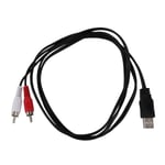 1,5 m USB A hane till 2x Rca Phono hane Av kabel bly Pc Tv Aux Audio Video Adapter