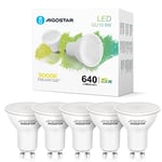 Aigostar Ampoule LED GU10 Blanc Chaud 3000K, 8W équivalent 88W, 640 lumens. Spot Culot GU10, Larges Faisceaux de 100-120º, IRC ≥ 80, Pack de 5 unités avec boîte