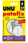 UHU Patafix Déco - pastilles adhésives prédécoupées, pâte à fixer, super-Fortes (Jusqu'à 2 kg), repositionnables, blanche, 32 pastilles