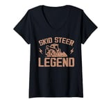 Womens Never Underestimate An Old Man With A Skid Steer V-Neck T-Shirt