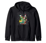 Nickelodeon Rewind Characters Snowing Santa Hats Christmas Zip Hoodie