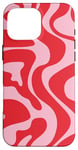 Coque pour iPhone 16 Pro Max Rose et rouge, motif ondulé, esthétique rétro années 70, 60, tendance