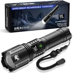 JAY-PARK Lampe Torche LED Ultra Puissante 500000 Lumens, Lampe de Poche Rechargeable, Lampe Torche Tactique IP67 Étanche, 5 Modes D'éclairage pour Camping Randonnée,et Urgences