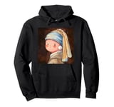 Cute Girl with a Pearl Earring Painting by Johannes Vermeer Pullover Hoodie