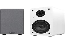 Wiibo Karino 200 - Paire d'enceintes HiFi - Puissance 100W - Enceinte de bibliothèque - Sortie Bass Reflex - 2 Voies - Design Compact - 250 mm x 180 mm x 300 mm - Couleur Blanc