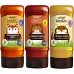 Sweet Freedom Vegan Coffee Syrup Bundle - x1 Caramel Syrup 350 G, x1 Vanilla Syrup 350 G & x1 Gingerbread Syrup 350 G