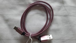 Cable Micro USB 1m pour Samsung Sony Nokia HTC Blackberry LG Motorola, Couleur: Rose