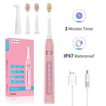 Fairywill Electric Toothbrush Sonic Clean 5 Modes Sensitive Gum Smart Timer Pink