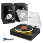 Record Player with Bluetooth Bookshelf Speakers and LED Lights - RP162LED