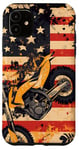 Coque pour iPhone 11 Drapeau américain Art déco jaune pour moto Dirt Bike Braap