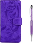 Coque Pour Iphone 6s / Iphone 6 (4,7 Pouces), [Gaufrage De Tigre] Bookstyle Flip Cover Tui De Protection Housse En Pu Cuir Avec Tpu Silicone Souple Antichoc Phone Case (Violet)