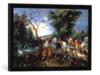 Kunst für Alle 'Image encadrée par Jan Brueghel Le Jeune J. Brueghel d.J., Arche de Noé Impression d'art dans Le Cadre de Haute qualité Photos Fait Main, 60 x 40 cm, Noir Mat