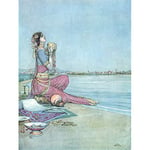 Wee Blue Coo Painting Woman Sea Beach Arabic Illustration Robinson Song English 30X40 Cms Fine Art Print Art Poster Bb8836