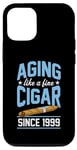 Coque pour iPhone 14 Pro Vieillir comme un beau cigare depuis 1999 Fête d'anniversaire pour papa