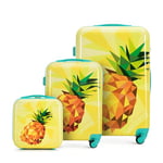 WITTCHEN Valise de Voyage Set de 4 valises Bagages à Main Trousse de Toilette Set de valises en ABS avec 4 roulettes pivotantes Serrure à Combinaison Poignée télescopique Young Line Jaune