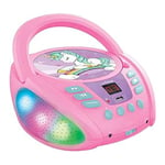 Lexibook Unicorn Boombox CD Player For Kids with Bluetooth Pink - RCD109UNI