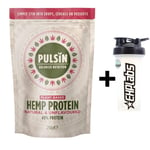 Pulsin Protein Powder Plant Based Hemp Unflav 250G + EHP Shaker DATED DEC/2022