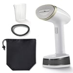 Breville CompactSteam Foldable Garment Steamer | Handheld Travel Clothes Steamer | 1400W | Fast Heat Up | Travel Bag | White & Gold