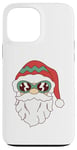 Coque pour iPhone 13 Pro Max Lunettes de soleil visage de Père Noël barbe et chapeau de Noël drôle