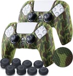 Lot De 2 Coques En Silicone Pour Manette Ps5 Vert Camouflage