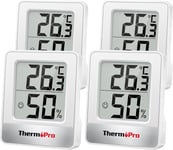 TP49-4 Petit Hygromètre Numérique Thermomètre Intérieur Thermomètre D'ambiance Moniteur de Température et Humidimètre pour Le Confort du Bureau à Domicile Thermomètre de Reptile, 4 Pièces