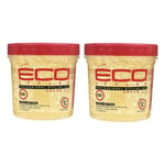 2x Eco Style Professional Styling Gel Argan Oil Maximum Hold Alcohol Free 16oz