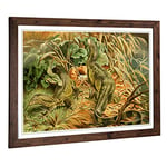 Big Box Art Framed Print of Vintage Brehms Tierlben Water-Monitor Design | Wall Art Picture | Home Decor for Kitchen, Living Room, Bedroom, Hallway, Walnut, A2 / 24.5x18 Inch / 62x45cm