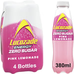 Lucozade Zero Fizzy Drink, Pink Lemonade Flavour, Sugar Free, Low Calorie, 4 Pa