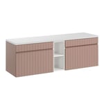 Meuble sous-vasque 140cm 2 niches Zelie Rose et Blanc