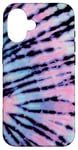 iPhone 16 Cool Tiedye Sky Blue & Pink Black Hippie Punk Rock Tie Dye Case