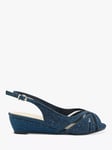 Paradox London Jocelyn Glitter Wide Fit Wedge Sandals, Navy