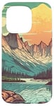 Coque pour iPhone 15 Pro Rocky Mountain Lake Vintage Paysage graphique