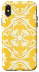 Coque pour iPhone X/XS Carrelage floral jaune avec détails ornementaux