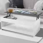 Table basse plateau relevable rectangulaire soa bois blanc plateau gris - Gris