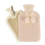 Full Size Hot Water Bottle With Knitted Cover Cream