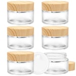 INHEMING 6 Pcs Pot Cosmétique Vide Transparent en Verre 30ML,Pots Creme Vide, Boite Échantillon Cosmétique de Voyage avec Bouchon Intérieur e Couvercle pour Cosmétiques Crèmes Lotion