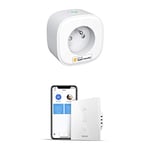 Prise Connectée (Type E) Compatible avec Apple HomeKit, Siri, Alexa et Google Home & Interrupteur WiFi pour Volet Roulant (FIL NEUTRE REQUIS), Commande Vocale, Contrôle à Distance et Fonction de Temps