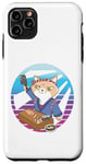 Coque pour iPhone 11 Pro Max Sushi chef bandeau chat tenue bleue comptoir en bois sushimi