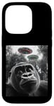 Coque pour iPhone 14 Pro Gorilla Selfie avec Alien OVNI pour hommes, femmes, garçons, filles, enfants