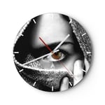 Horloge murale en verre 30x30cm Femme visage �charpe myst?re Wall Clock