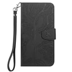 Aisenth for iPhone SE 2nd/3rd Gen Case, Flip Case for iPhone 7/8, The Tree of Life Embossed PU Leather Wallet Phone Folio Case Magnetic Protective Cover with Kickstand, Card Slots (Black)