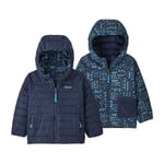 Patagonia baby reversible down sweater hoody  - wandering woods: tidepool blue  - 3T - Naturkompaniet
