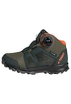 adidas Unisex Terrex BOA Mid RAIN.RDY Hiking Shoes Trail Running, Shadow Green/Pulse Olive/Impact Orange, 13 UK