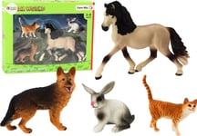 Leantoys Djurfigurer Häst Hund Kanin Katt 4 Delar