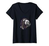 Womens BULLDOG WITH DREADS FOR DOG AND REGGAE LOVERS V-Neck T-Shirt