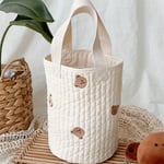 Baby Bottle Storage Bag Cotton Bucket Shape Embroidery Diaper Organizer Part