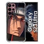 Cokitec Tempered Glass Case for Samsung Galaxy S23 Ultra Naruto Itachi Manga Face