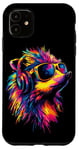 iPhone 11 Hedgehog with Headphones Popart Rainbow Cute Hedgehogs Case